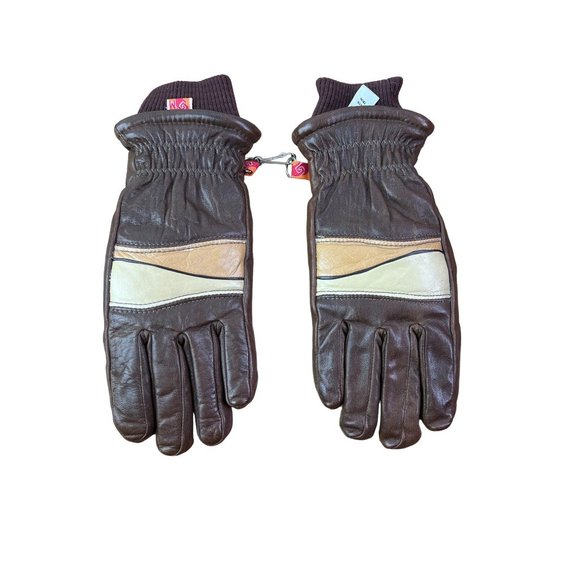 Vintage Kombi Gloves Brown Leather Beige MOD Retro Accessories - Picture 2 of 10